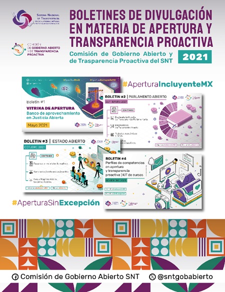 Carátula del libro Boletines de divulgación en materia de apertura y transparencia proactiva