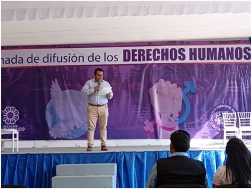 Fotografía del evento Caravana por la Transparencia y la Privacidad, Alcaldía Xochimilco en el marco de la Jornada de Difusión de los Derechos Humanos.