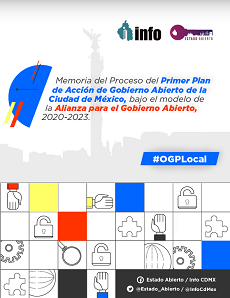 Carátula del libro MEMORIA DEL PROCESO DEL PRIMER PLAN DE ACCIÓN DE GOBIERNO ABIERTO DE LA CIUDAD DE MÉXICO, 2020 - 2023