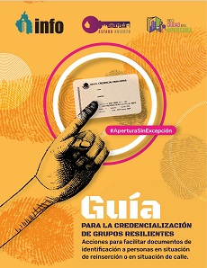 Carátula del libro GUÍA PARA LA CREDENCIALIZACIÓN DE GRUPOS RESILIENTES. ACCIONES PARA FACILITAR DOCUMENTOS DE IDENTIFICACIÓN DE PERSONAS EN SITUACIÓN DE REINSERCIÓN O EN SITUACIÓN DE CALLE.
