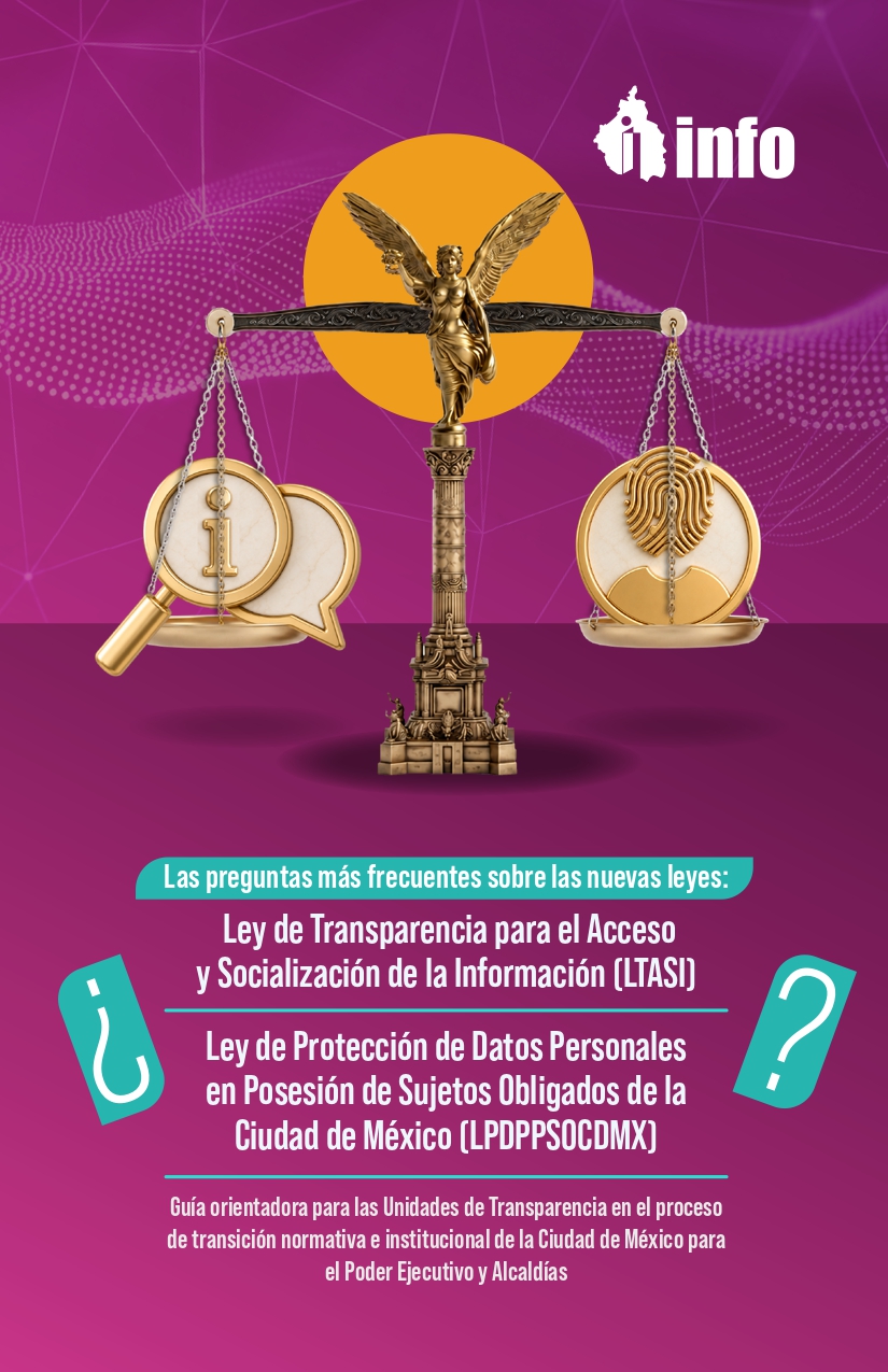 Carátula del libro Guía de las preguntas más frecuentes sobre las nuevas leyes de Transparencia y Datos de la CDMX