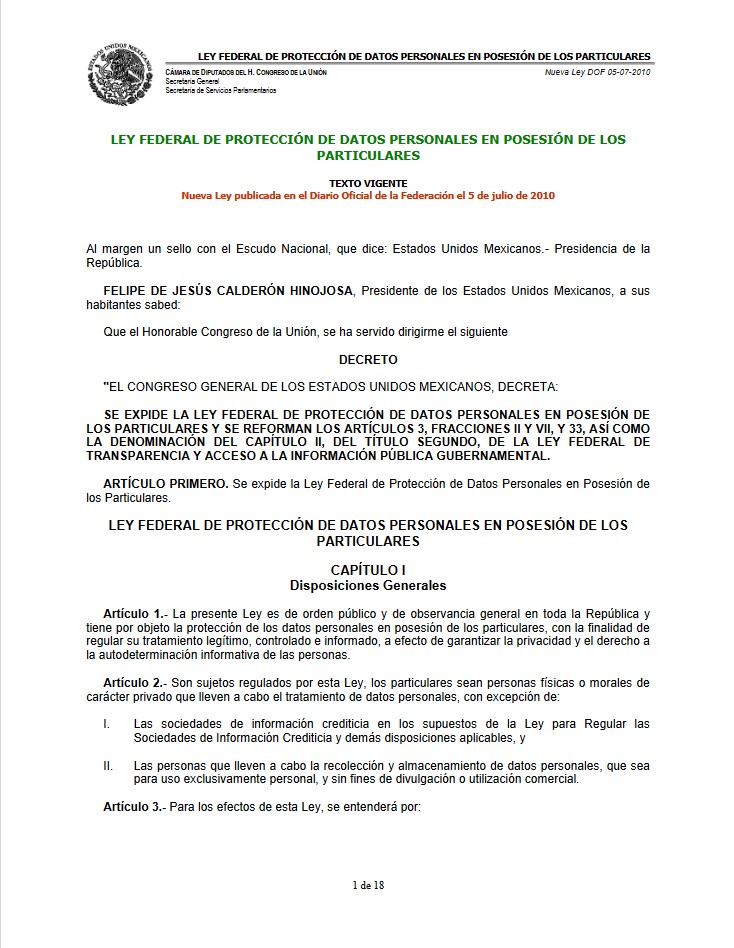 Carátula del libro Ley Federal de Protección de Datos Personales en Posesión de los Particulares