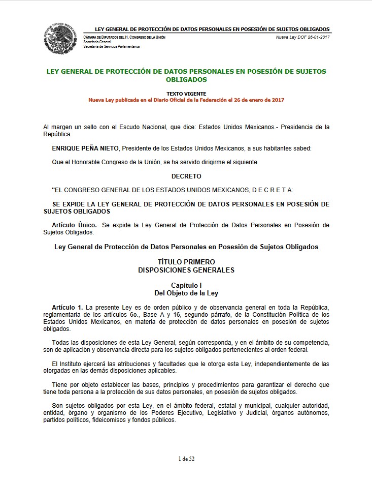Carátula del libro Ley General de Protección de Datos Personales en Posesión de Sujetos Obligados
