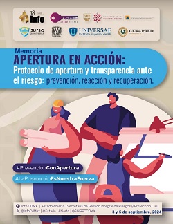 Carátula del libro MEMORIA DE APERTURA EN ACCIÓN: PROTOCOLO DE APERTURA Y TRANSPARENICA ANTE EL RIESGO.