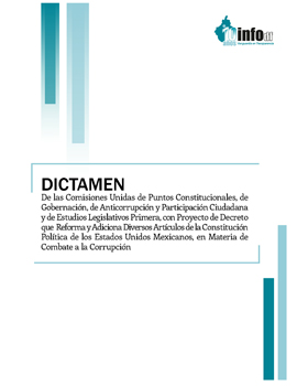 Carátula del libro Dictamen Combate a la Corrupción