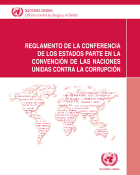 Carátula del libro Reglamento de la Conferencia de los Estados parte en la Convención de las Naciones Unidas contra la corrupción