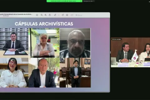 Captura de pantalla de la sesión virtual Comisión de Archivos