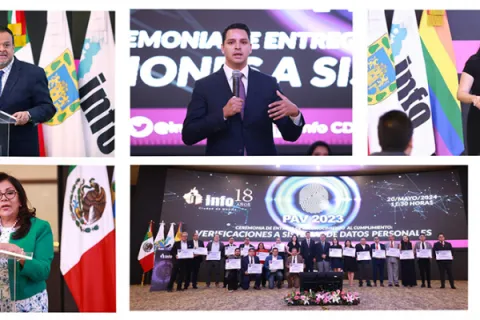 Entrega de reconocimientos del INFO CDMX a sujetos obligados por cumplimiento en verificaciones.