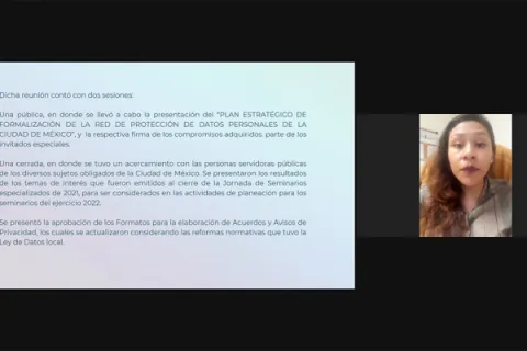 Captura de pantalla de la sesión virtual