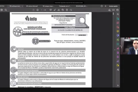 Captura de pantalla de la sesión virtual