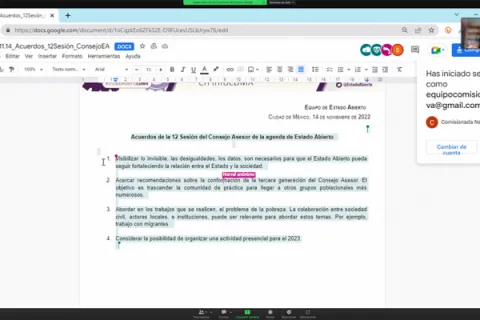 Captura de pantalla de la sesión virtual