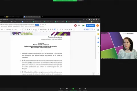 Captura de pantalla de la sesión virtual