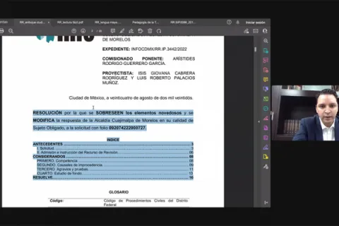 Captura de pantalla de la sesión virtual