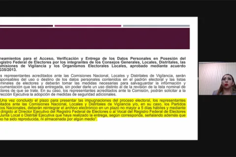 Captura de pantalla de la sesión virtual