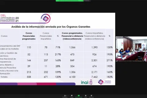 Captura de pantalla de la sesión virtual