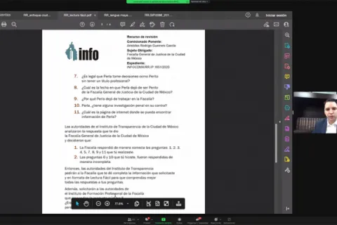 Captura de pantalla de la sesión virtual