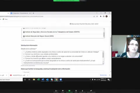 Captura de pantalla de la sesión virtual