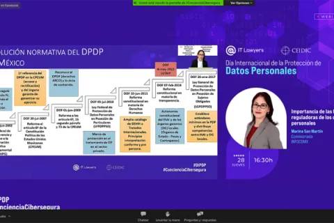 Captura de pantalla de la sesión virtual