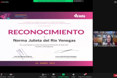 Captura de pantalla de la sesión virtual