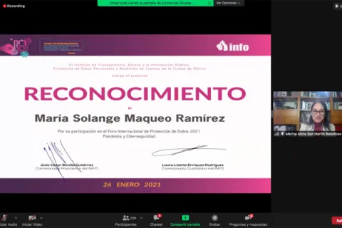 Captura de pantalla de la sesión virtual