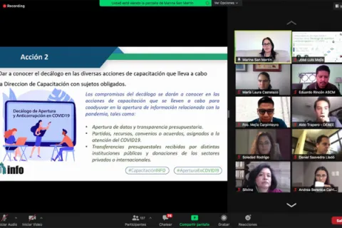 Captura de pantalla de la sesión virtual