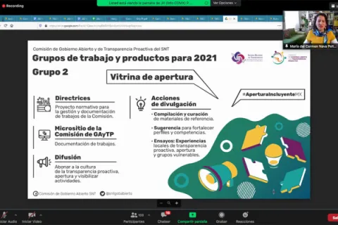 Captura de pantalla de la sesión virtual