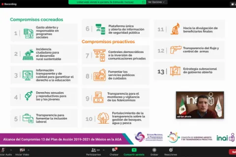 Captura de pantalla de la sesión virtual