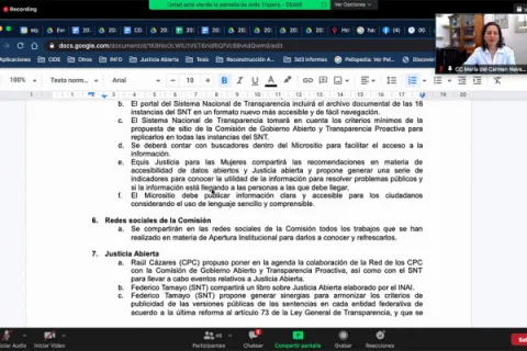 Captura de pantalla de la sesión virtual