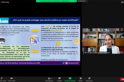 Captura de pantalla de la sesión virtual