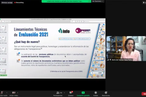 Captura de pantalla de la sesión virtual