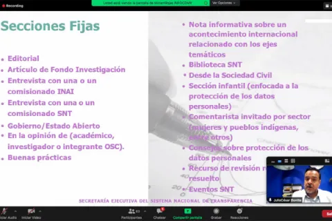 Captura de pantalla de la sesión virtual