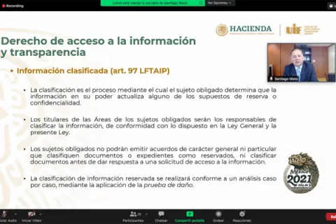 Captura de pantalla de la sesión virtual