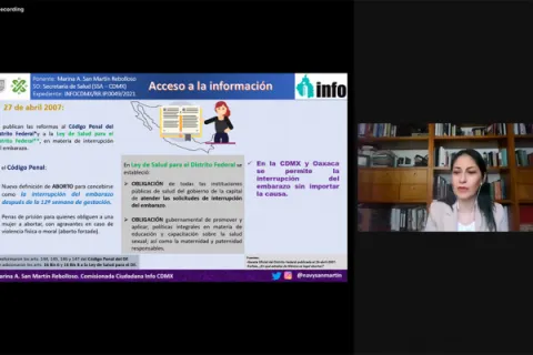 Captura de pantalla de la sesión virtual