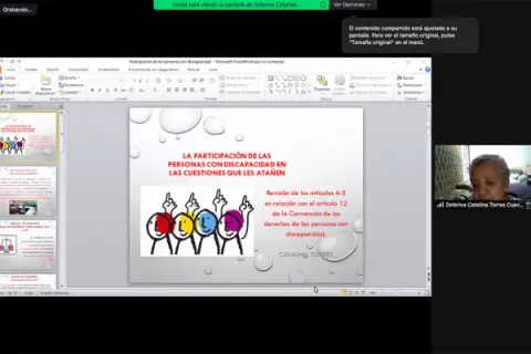 Captura de pantalla de la sesión virtual