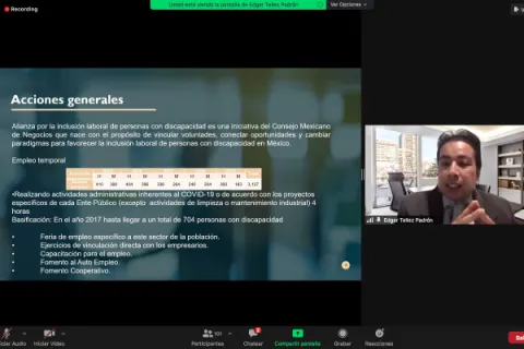 Captura de pantalla de la sesión virtual
