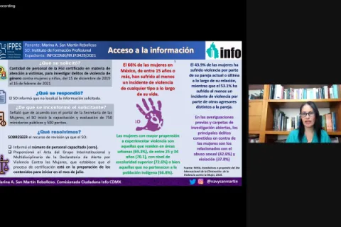 Captura de pantalla de la sesión virtual