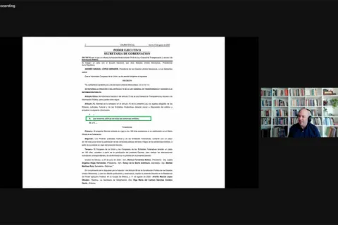Captura de pantalla de la sesión virtual