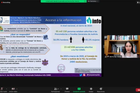 Captura de pantalla de la sesión virtual