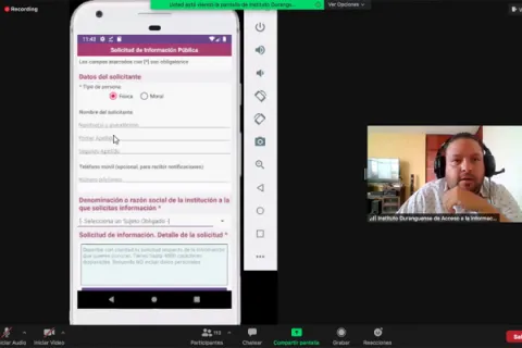 Captura de pantalla de la sesión virtual