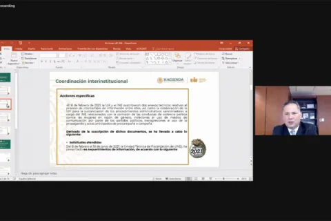 Captura de pantalla de la sesión virtual