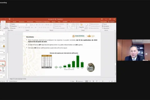 Captura de pantalla de la sesión virtual