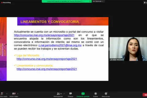 Captura de pantalla de la sesión virtual