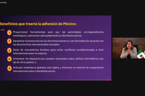 Captura de pantalla de la sesión virtual