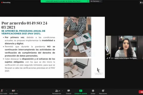 Captura de pantalla de la sesión virtual