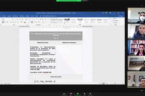 Captura de pantalla de la sesión virtual