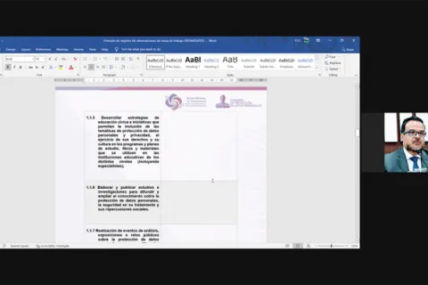 Captura de pantalla de la sesión virtual