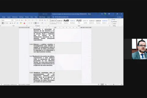 Captura de pantalla de la sesión virtual