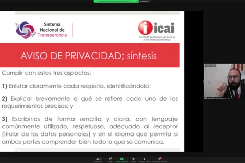 Captura de pantalla de la sesión virtual