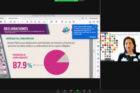 Captura de pantalla de la sesión virtual