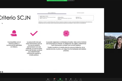 Captura de pantalla de la sesión virtual